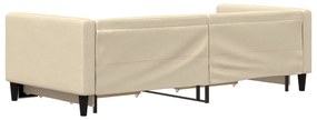Sofá-cama com gavetão e gavetas 90x200 cm tecido cor creme