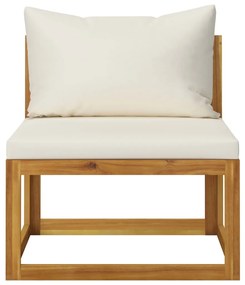 6 pcs conjunto lounge jardim c/ almofadões acácia maciça creme