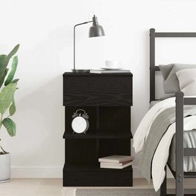 Criado-mudo vidaXL Preto Carvalho 40x35x65 cm Madeira engenharia