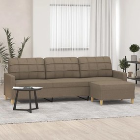 vidaXL Sofá de 3 lugares + apoio de pés 210cm tecido cinza-acastanhado