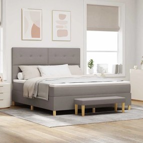 Cama Box Spring vidaXL com Colchão &amp; Banco Taupe 180x200 cm em Tecido