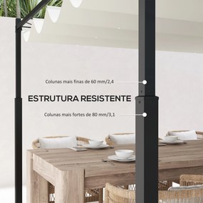 Pérgola de Jardim 298x298x230 cm com Teto Retráctil e Acessório Magnético Pérgola de Jardim com Proteção UV30+ Creme
