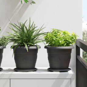 vidaXL Vasos de Plantas 6 pcs Preto Ø 26 x 21.5 cm Plástico