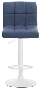 Conjunto de 2 bancos altos bar em tecido com estrutura branca 94-114 x 46 x 47 cm azul
