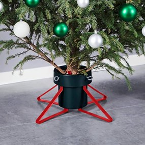 Suporte para árvore de Natal 46x46x19 cm verde e vermelho