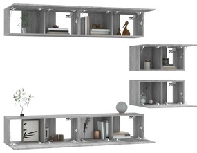Conjunto móveis de TV 6 pcs madeira processada sonoma cinza