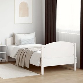 Cama sem colchão 75x190 cm madeira de pinho maciça branco