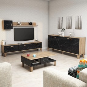 Conjunto de Mobiliário de Sala de Estar Sumer – Carvalho Mármore – Med
