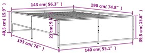 Estrutura cama 140x190 cm derivados de madeira/metal