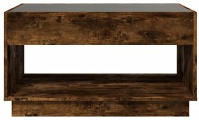 Mesa de centro luzes LED Infinity 90x50x50 cm carvalho fumado