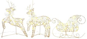 vidaXL Renard LED com 60 LEDs 3 pcs Branco quente PET