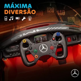 Carro Elétrico para Crianças Mercedes-AMG GT3 Evo12V com Controlo Remoto 2,4G e Motor Duplo 115x66x44 cm Laranja