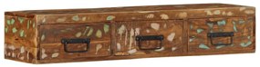Armário de TV para parede 100x30x19cm madeira recuperada maciça