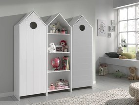 Conjunto 2 armarios Guarda Roupa infantil + estante infantil coleção CASAMI Cinza e Branco