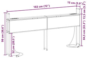 Cabeceira de armazenamento com cabeceira Sonoma cinzento 180 cm