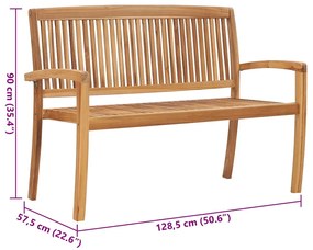 Banco de jardim empilhável c/ almofadão 128,5 cm teca maciça