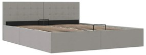Estrutura de cama hidráulica 180x200 cm tecido cinzento-claro