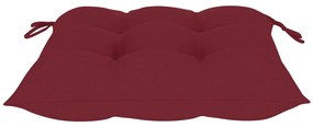 Cadeiras jardim c/ almofadões vermelho tinto 2 pcs teca maciça