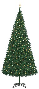vidaXL Árvore Natal artificial pré-iluminada c/ bolas/LEDs 500cm verde