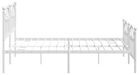 Estrutura de cama com cabeceira e pés 160x200 cm metal branco