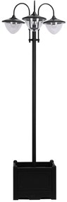 Outsunny Candeeiro Solar de Jardim com 18 Luzes LED Branco Frio 6000K Impermeável IP44 Sensor de Noite e Base em Forma de Floreira Candeeiro de Exterior para Terraço Pátio 60x55x189cm Preto
