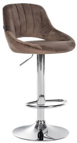 Banco alto Milet em veludo com estrutura cromada 85-106 x 47 x 48 cm Castanho