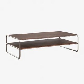 Mesa De Centro Em Madeira De Acácia E Aço Inoxidável Altrex Castanho-acácia Escuro & 110 X 60 Cm - Sklum