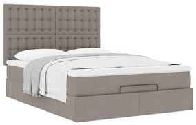 Estrutura de cama otomana com colchão tecido cinzento 140x200cm