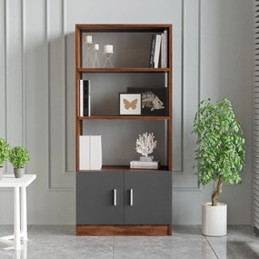 Estante VO4 – Nogueira e Antracite – 63,6x140x37,6 cm