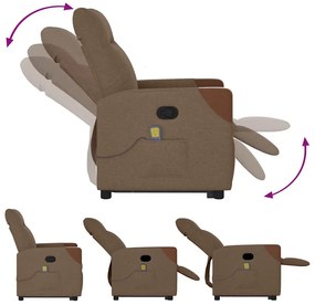 Poltrona reclinável massagens tecido castanho