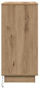 Criado-mudo vidaXL com LED Carvalho Artesanal 71x34,5x75 cm Madeira de