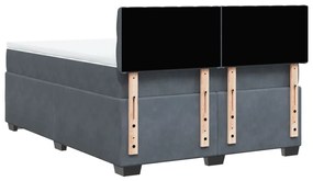 Cama com molas/colchão 140x190 cm veludo cinzento-escuro