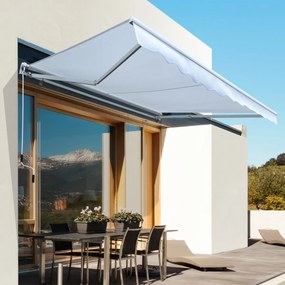 Toldo Manual Dobrável de Alumínio Ângulo ajustável com manivela para varanda exterior jardim terraço 2.95x2.5m branco