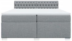 Cama com molas/colchão 200x200 cm tecido cinza-claro