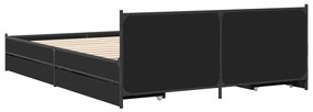 Estrutura de cama c/ gavetas 135x190 cm derivados madeira preto