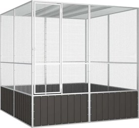 vidaXL Gaiola pássaros 213,5x217,5x211,5 cm aço galvanizado antracite