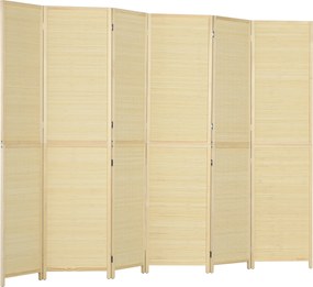 Biombo de bambu com 6 painéis, 270 x 180 cm, divisória dobrável para separar divisões - natural