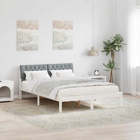 vidaXL Estrutura da cama Branco e cinza claro 160 x 200 cm
