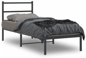 355355 vidaXL Estrutura de cama com cabeceira 75x190 cm metal preto