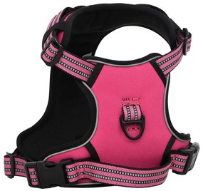 Peitoral para cães com faixas refletoras ajustável M rosa