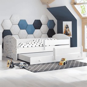 Cama infantil  dupla branca Luk estrelas 160x80 - colchão e estrado incluído