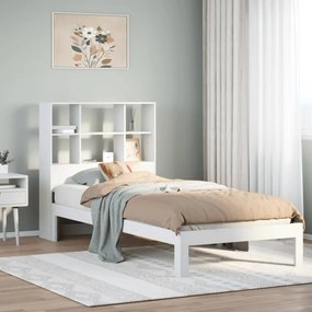 Cama com estante sem colchão 90x190 cm pinho maciço branco