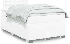 Cama boxspring com colchão 120x190 cm couro artificial branco