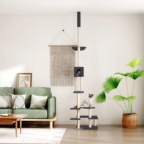 vidaXL Árvore gatos altura ajust. chão-teto 268,5-294,5cm cinza-escuro