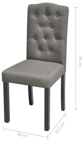 Cadeiras de jantar 6 pcs tecido cinzento
