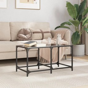 Mesa de centro com topo em vidro preto 78,5x40x40 cm aço