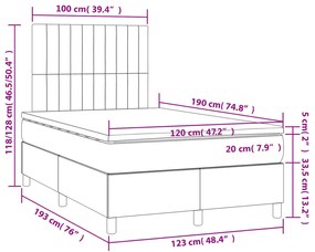 Cama boxspring com colchão 120x190 cm veludo cinzento-escuro