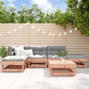 vidaXL 6 pcs conjunto lounge de jardim com almofadões douglas maciça