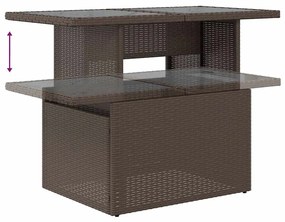 10 pcs conj. sofás jardim c/ almofadões vime PE/acácia castanho