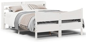 Estrutura de cama com cabeceira 140x200 cm pinho maciço branco